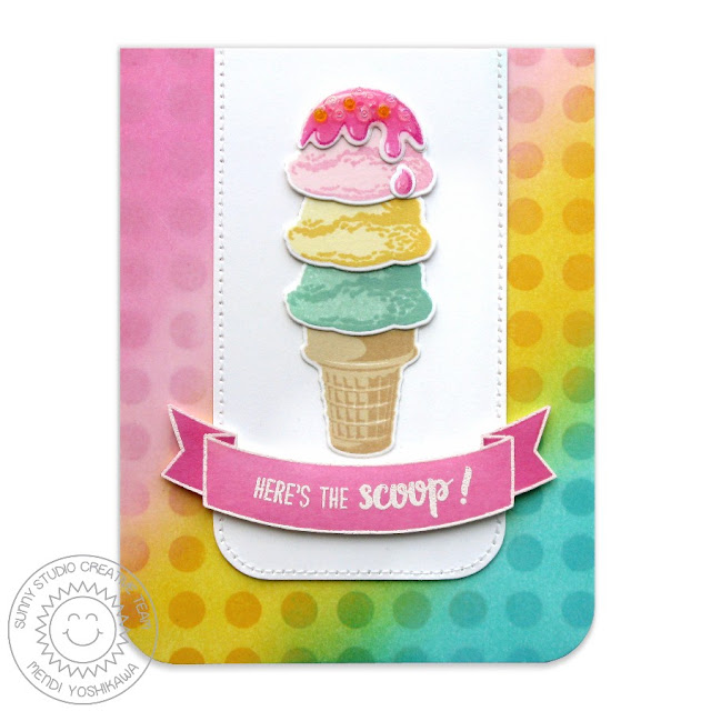 Sunny Studio Stamps Two Scoops Triple Scoop Ice Cream Card by Mendi Yoshikawa