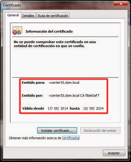 Certificado VMware vCenter Server Appliance