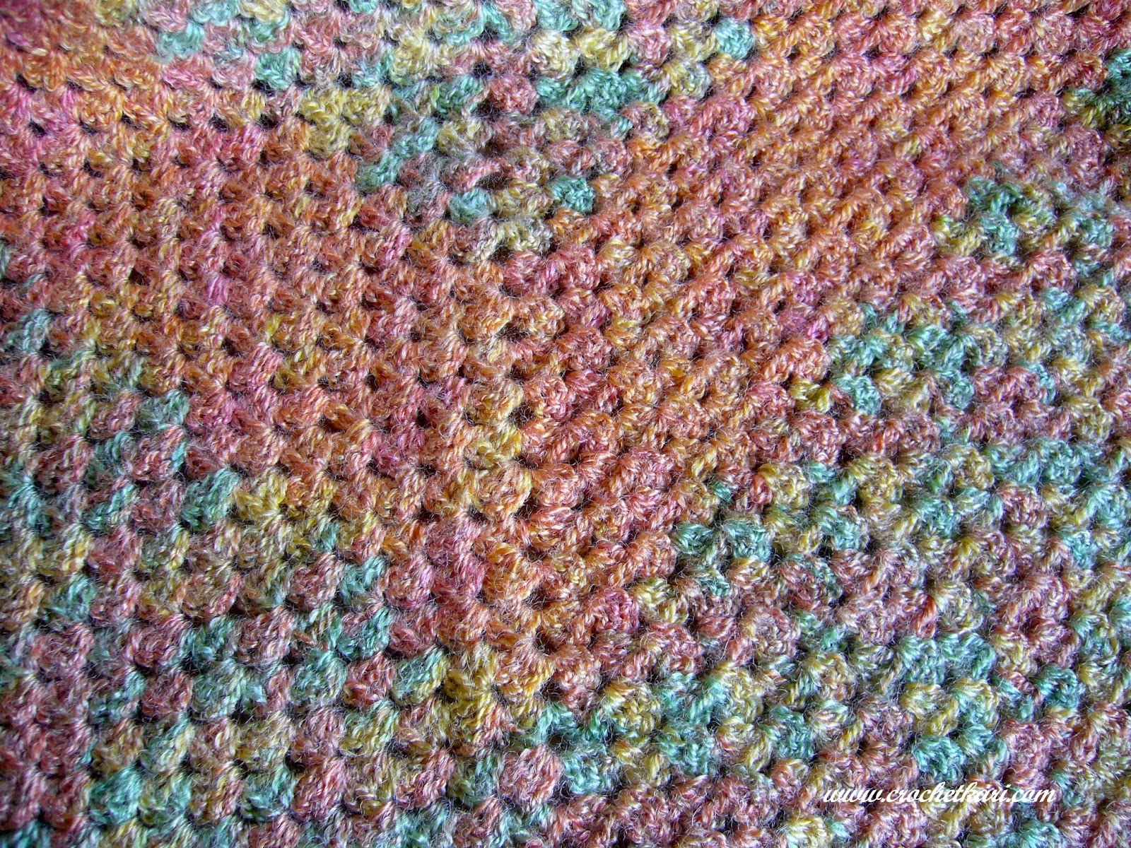 crochet variegated yarn triangle shawl