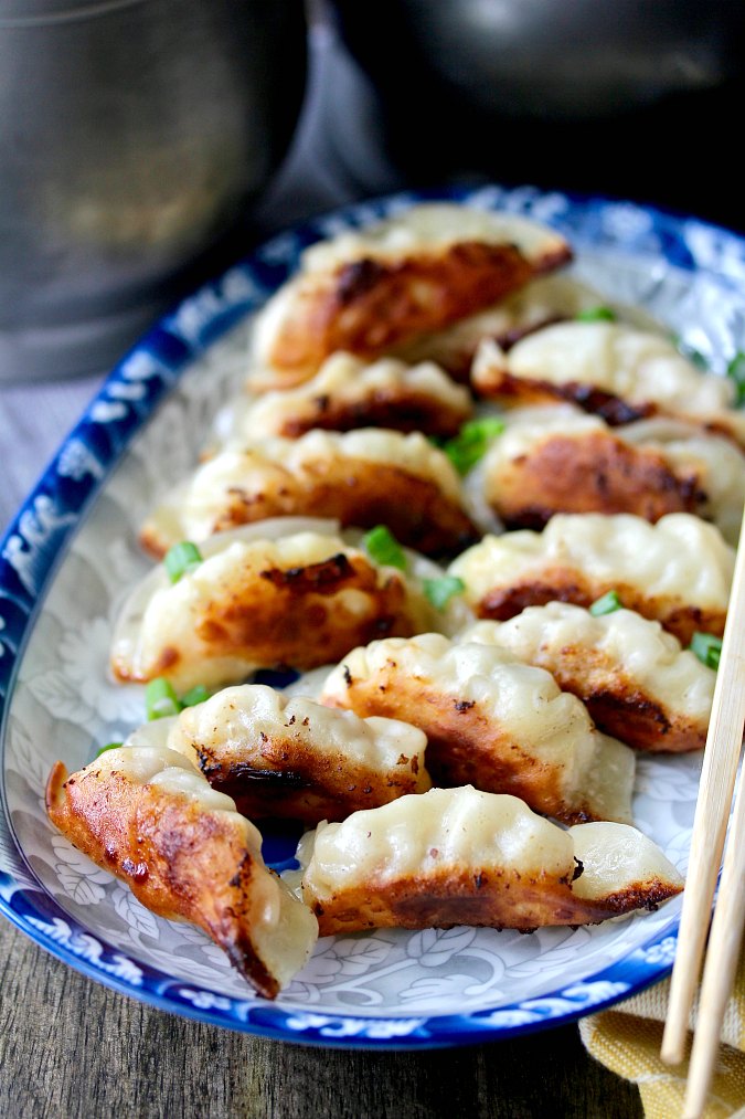 Shrimp and Pork Pot Stickers with Soy-Vinegar Dipping Sauce