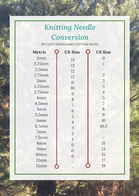 Cozy Woodland Cottage Knits: Knitting needle conversion chart