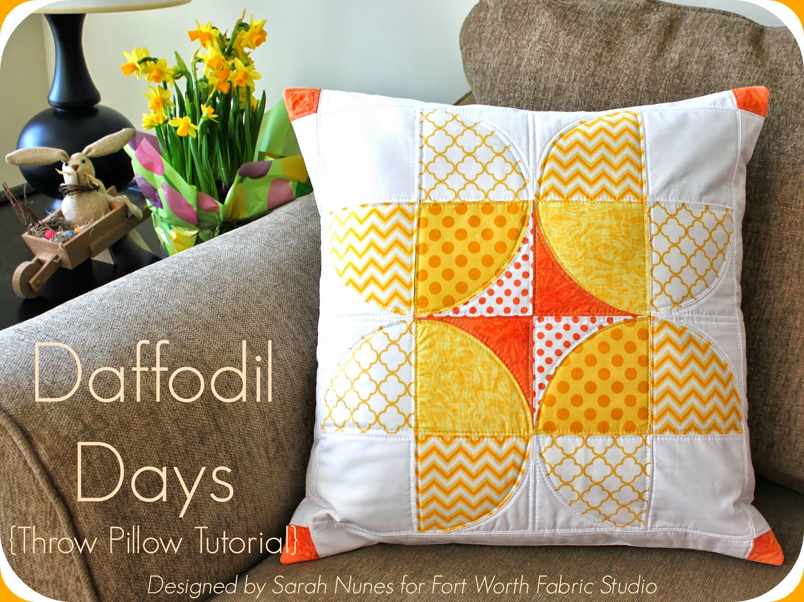 Daffodil Days {Throw Pillow Tutorial} designed by Sarah Nunes for Fort Worth Fabric Studio