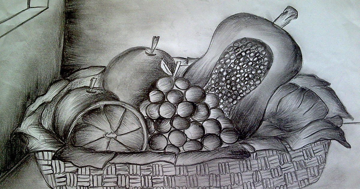 Gambar Arsiran Buah Dalam Keranjang