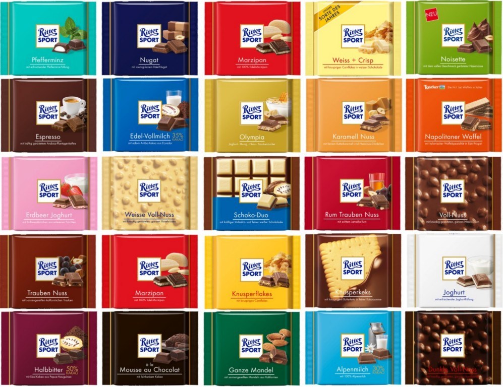 Все вкусы риттер спорт список с картинками на русском