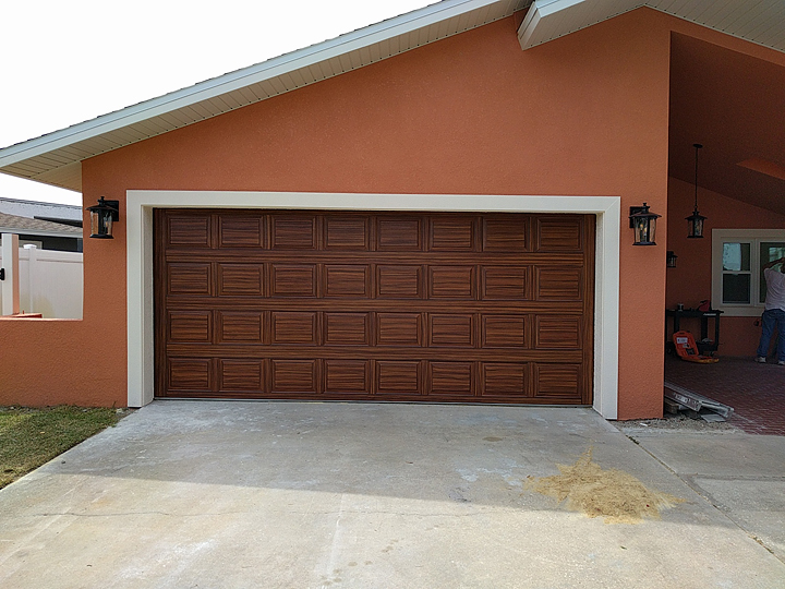 New Garage Door Painted To Look Like Red Mahogany Wood New Garage Door Painted To Look Like, Mahogany Garage Door Paint