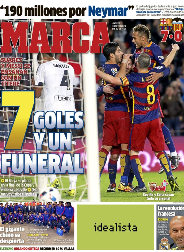 FC Barcelona, Marca: "7 goles y un funeral"