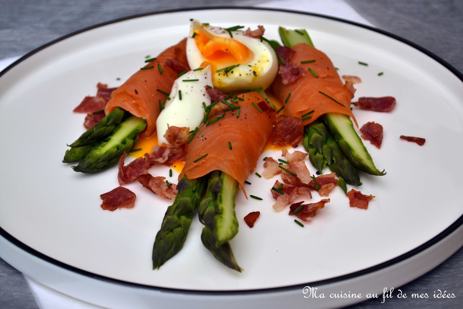 Ma cuisine au fil de mes idées...: Roulades d'asperges vertes au saumon