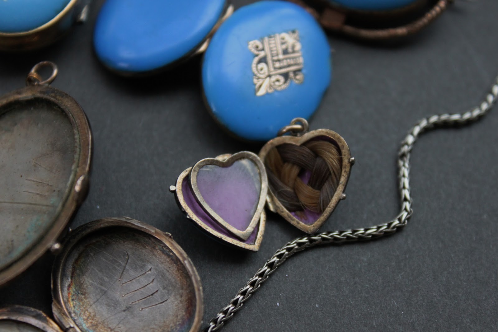 The Hidden Chamber: {blue enamel lockets}