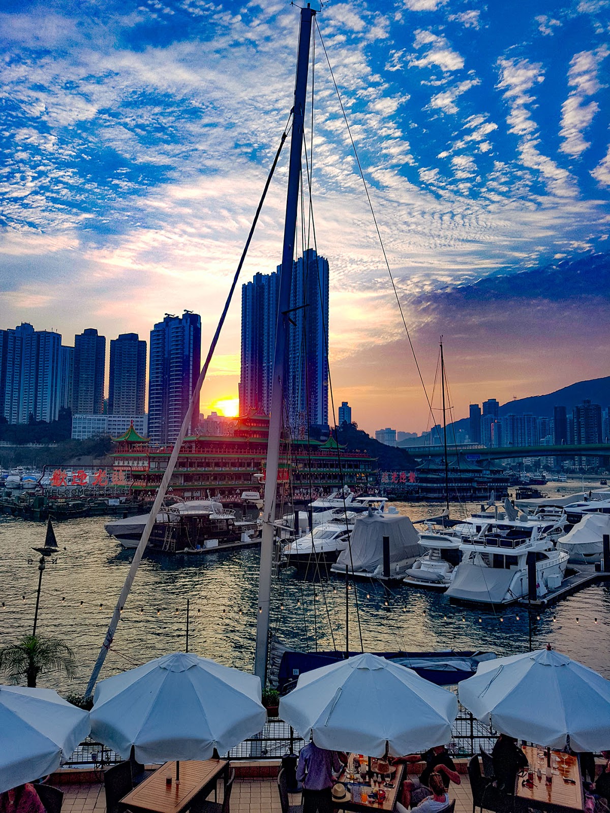 Sheltered From The Typhoon Sunset From The Aberdeen Boat Club