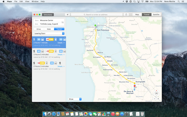 Maps in OS X 10.11 El Capitan