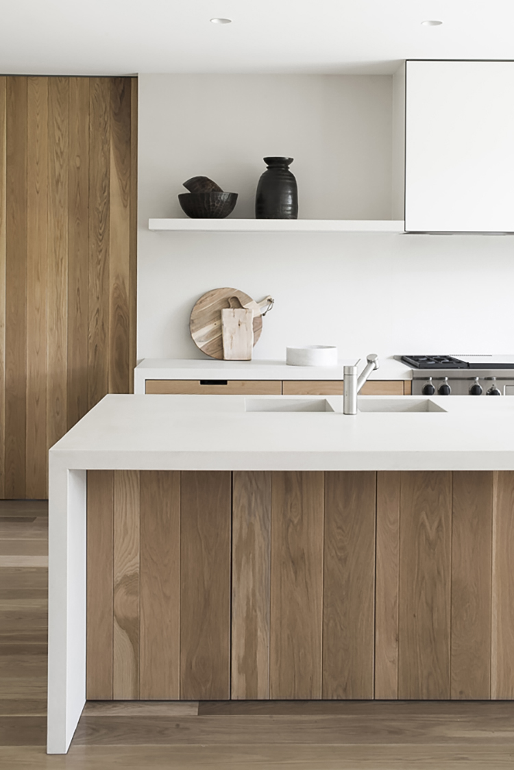 White and wood contemporary kitchen inspiration | East St Kilda House by Meme Architects, Photo by Tom Blachford