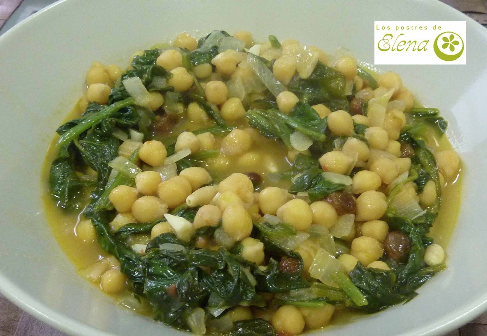 Los Postres de Elena Salteado de garbanzos con espinacas frescas