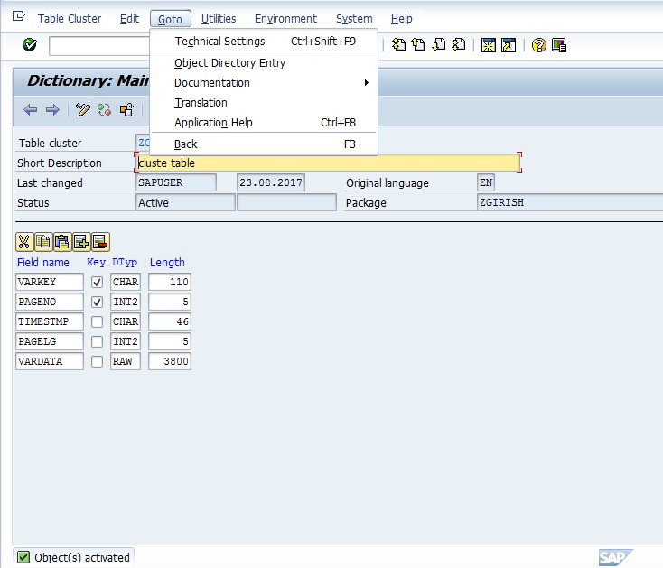 Cluster Table Sap Tutor