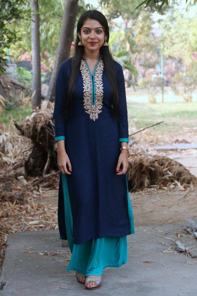 Tamil Actress Varsha Bollamma Latest Photos Shoot In Blue Dress