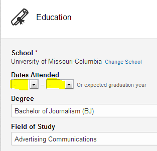 LinkedIn education section, remove years from LinkedIn education section,