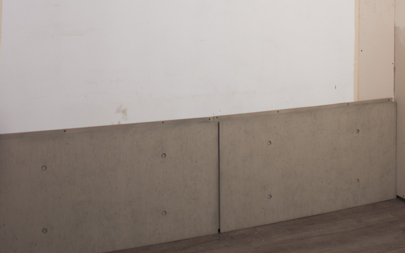 Diy Concrete Wall Instructions Mod Blog Using A Stud Finder Mark The Studs To Install Your Faux Concrete Panels Onto