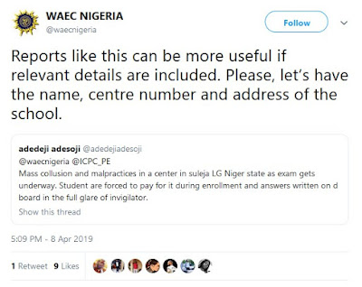 This whistleblower alerted WAEC and ICPC on Twitter