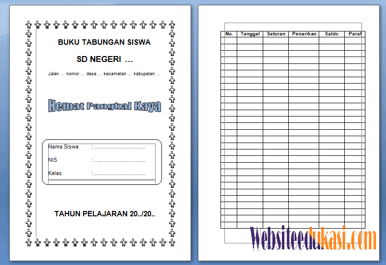 Format Buku Tabungan Siswa SD/MI Terbaru - Websiteedukasi.com