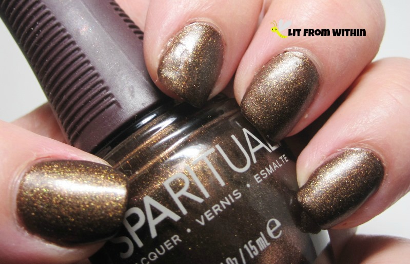 SpaRitual Starry Night, a matte brown glitter polish