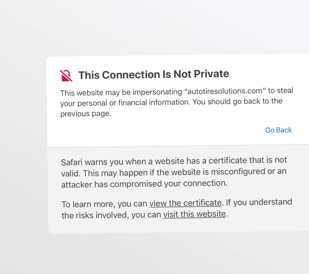 iPhone safari error “this connection is not private”