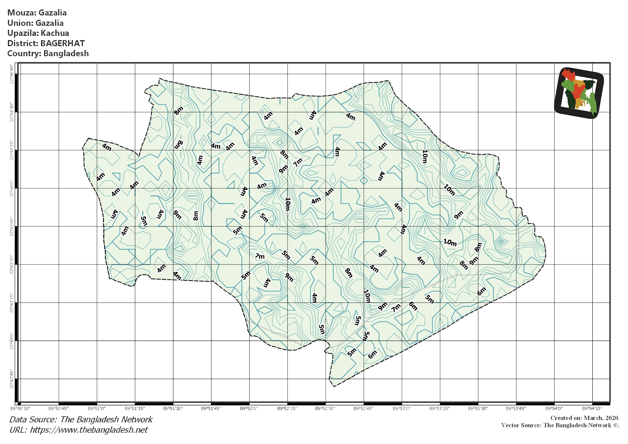 Map of Gazalia Mouza of Kachua Upazila, BAGERHAT Map of Gazalia Mouza of Kachua Upazila, BAGERHAT, Bangladesh.