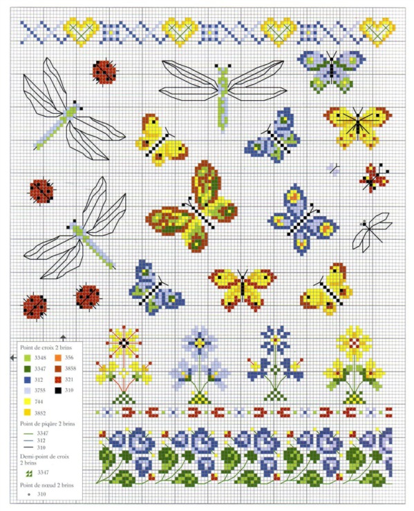 πεταλούδες και λουλούδια για κέντημα / cross stitch flowers and butterflies