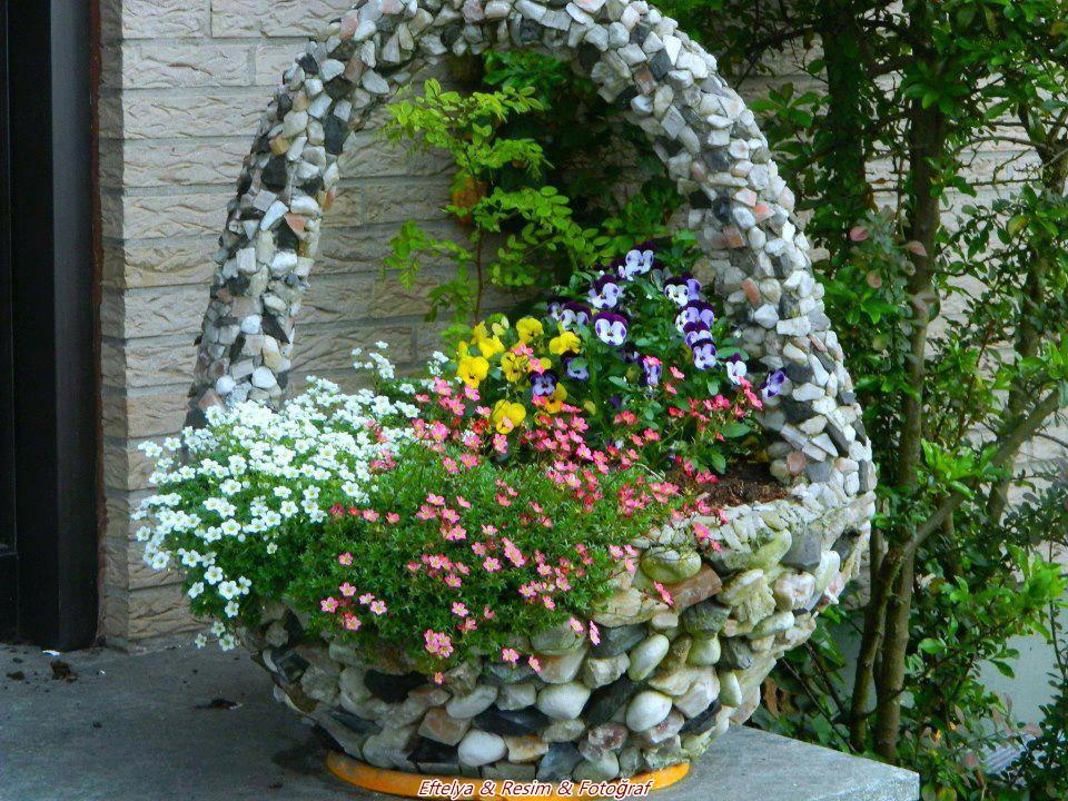 Beautiful Flower Basket in Garden