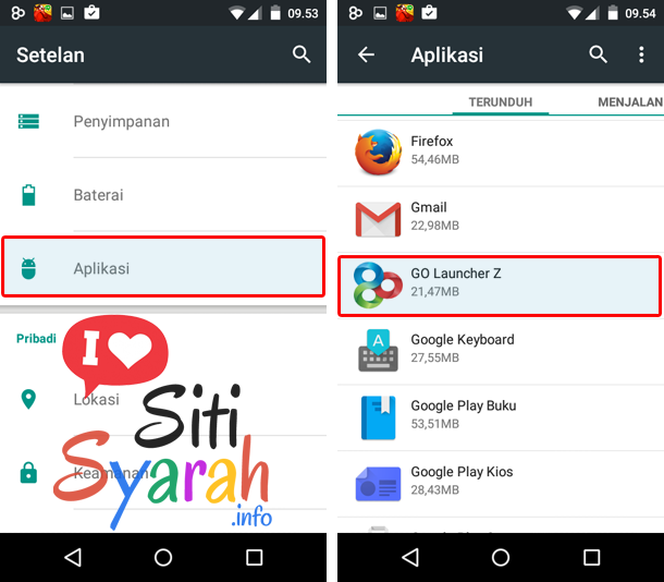 setting android ke tampilan awal