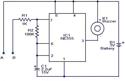 NE 555 Water Level Alarm Circuit | audio wiring diagram