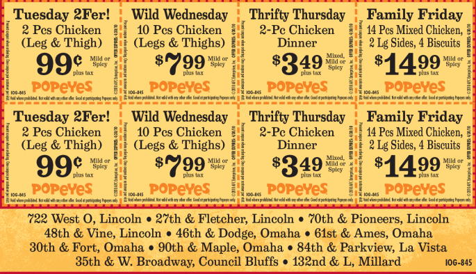 Free Printable Coupons: Popeyes Chicken Coupons