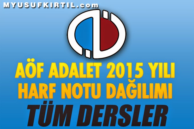 Açıköğretim Fakültesi (AÖF) Adalet Bölümü 2015 YILI Harf Notu Dağılımı ( Tüm Dersler / Dönemler )