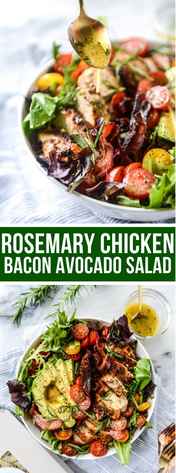 ROSEMARY CHICKEN, BACON AND AVOCADO SALAD #vegetarian #easyrecipe