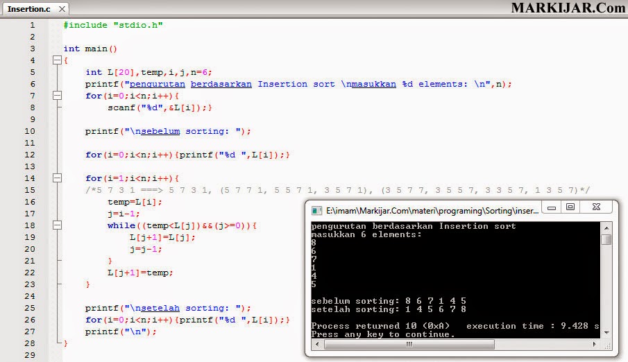 Contoh Program Insertion Sort Bahasa C Markijar Com