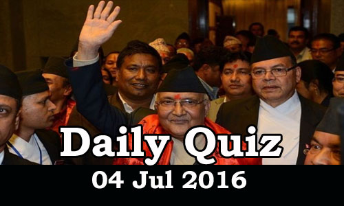 Daily Current Affairs Quiz - 04 Jul 2016