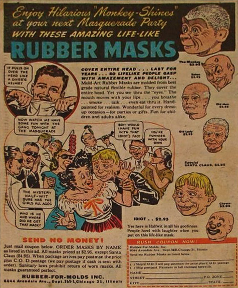1949 Mold-Art Rubber Mask Ads | Blood Curdling Blog of Monster Masks