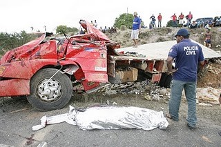 Caminhão de Irecê tomba e motorista morre na BA 504