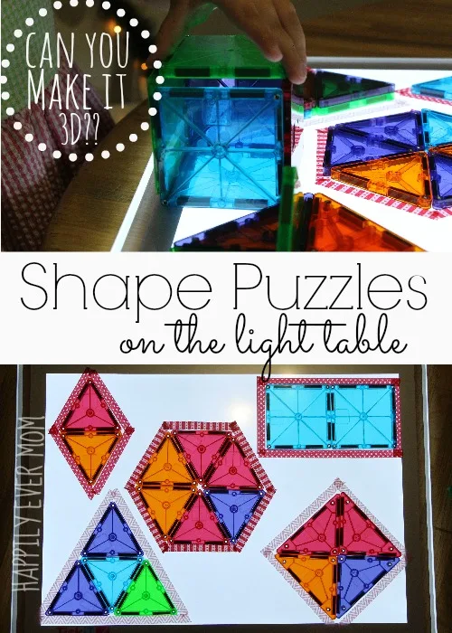 Shape puzzles on the light table
