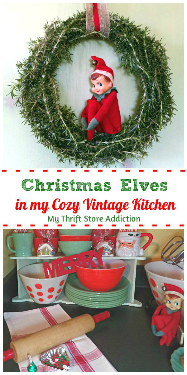 Christmas elves cozy vintage kitchen