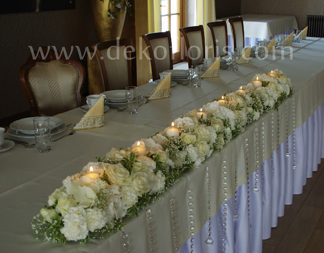 dekoracja wesele białe kwiaty Komorno