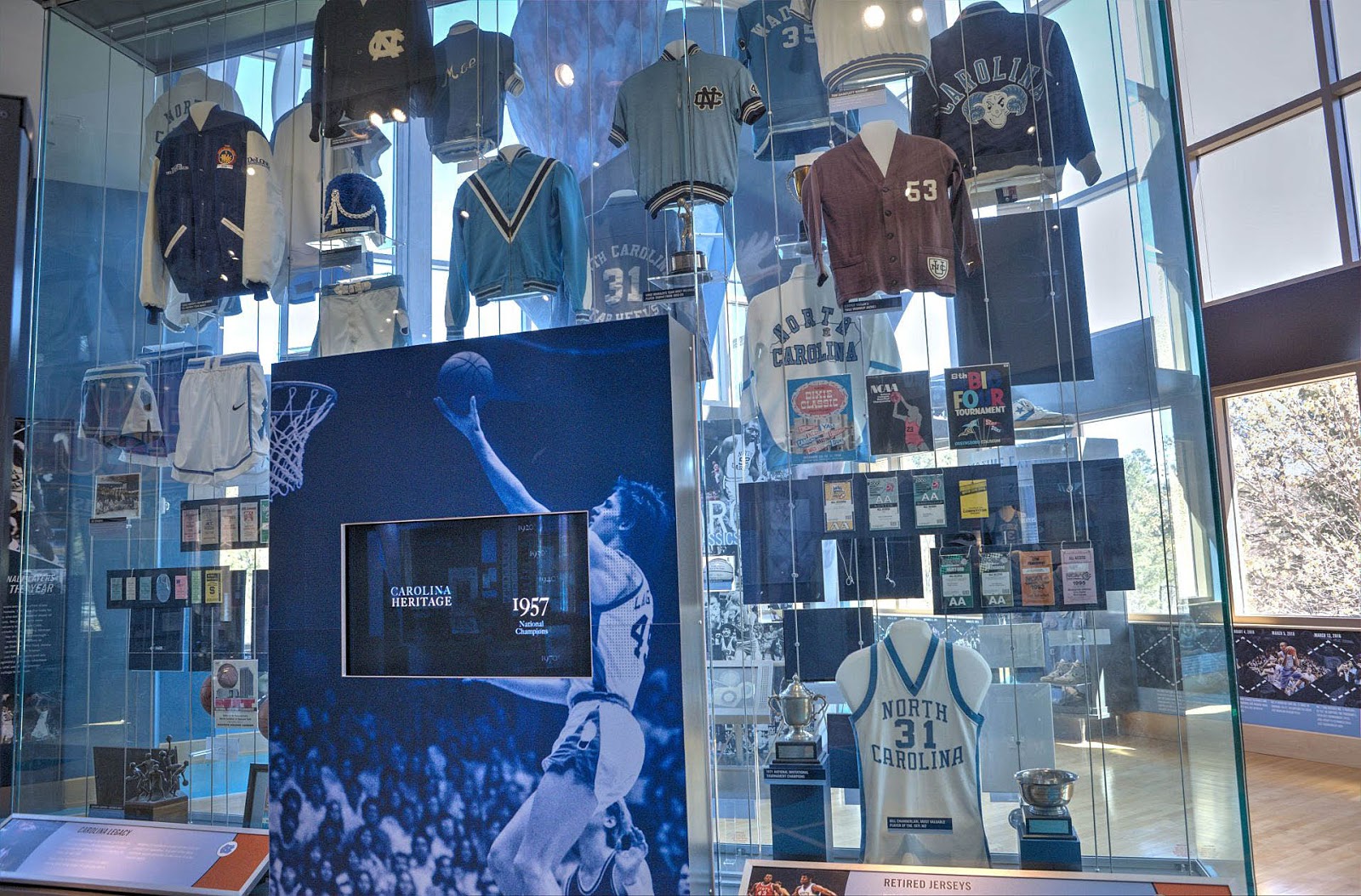 Above A Display Devoted To Various UNC Logo Attire Through The Years