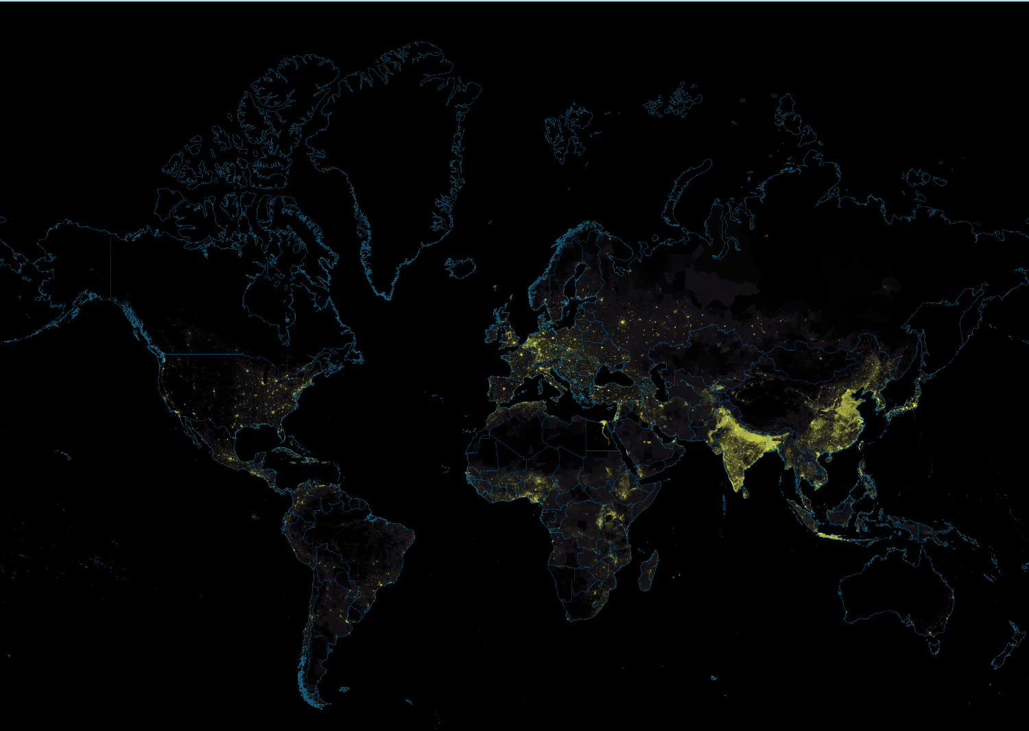 Global population density heatmap