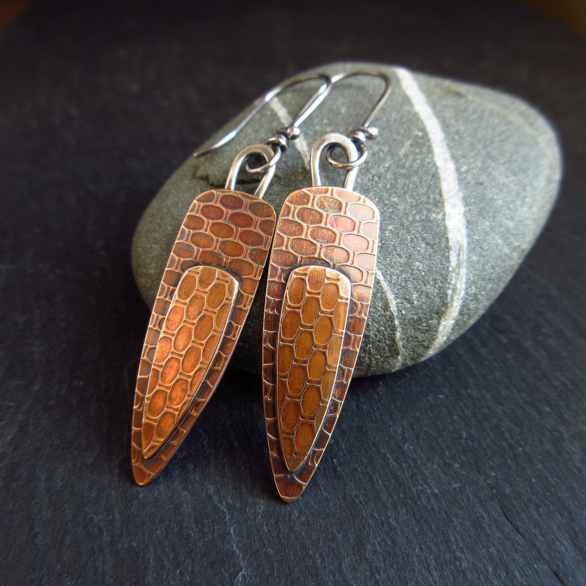 New Earrings Using Patterned Bronze Sheet