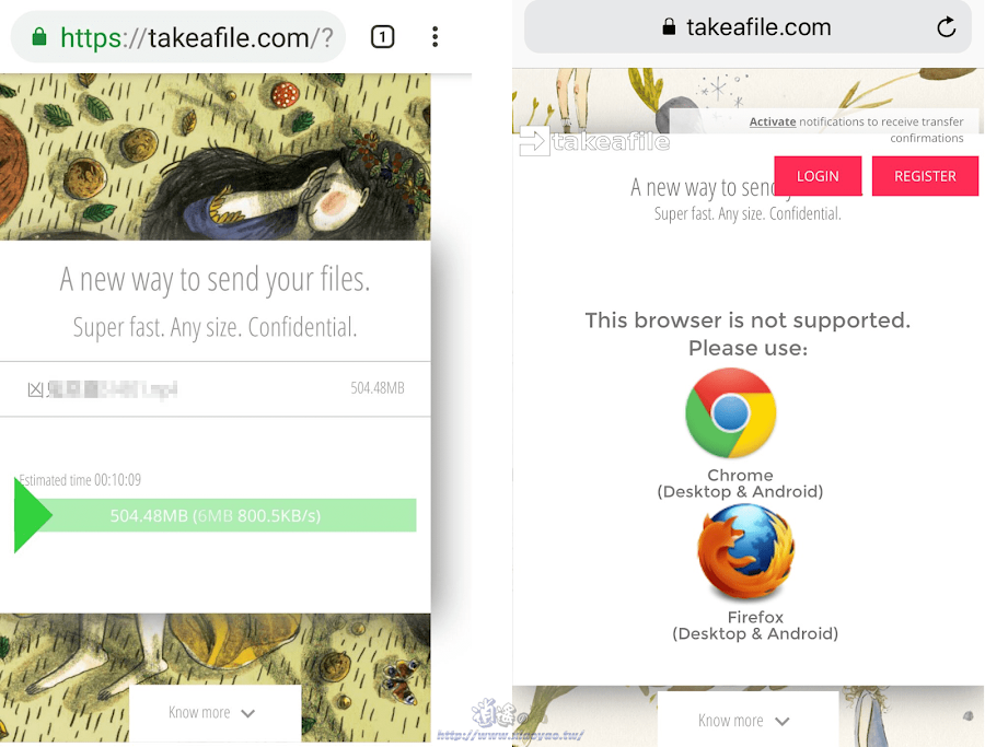 Takeafile 網頁版檔案傳輸工具