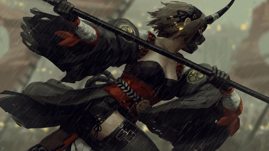 Samurai, Girl, Mask, Warrior, Fantasy, 4K, #4.963 Wallpaper