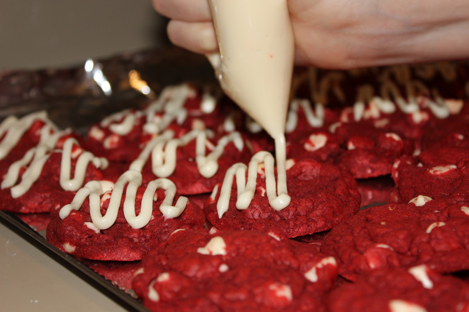 Cookie Therapy Red Velvet Cookie with a Cream Cheese Drizzle