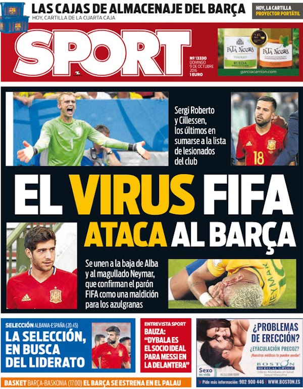 FC Barcelona, Sport: "El Virus FIFA ataca al Barça"
