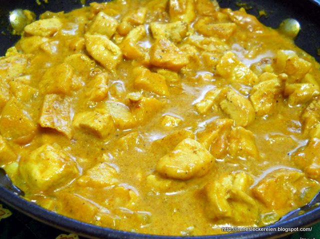 Irène`s Leckereien♥: Hähnchen-Curry mit Kaki und Erdnüsse