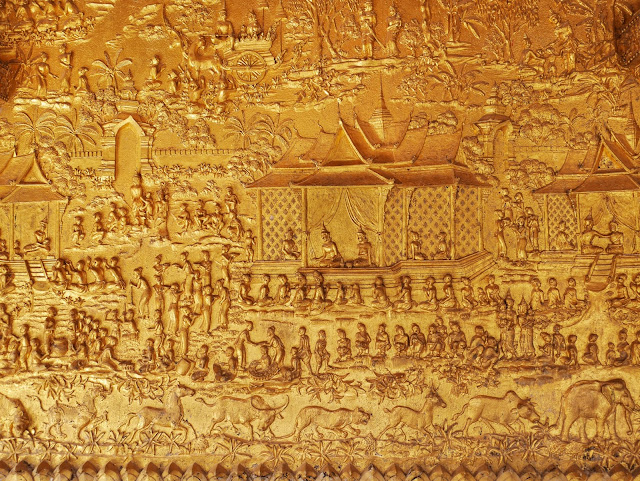 golden reliefs at Wat Mai in Luang Prabang, Laos