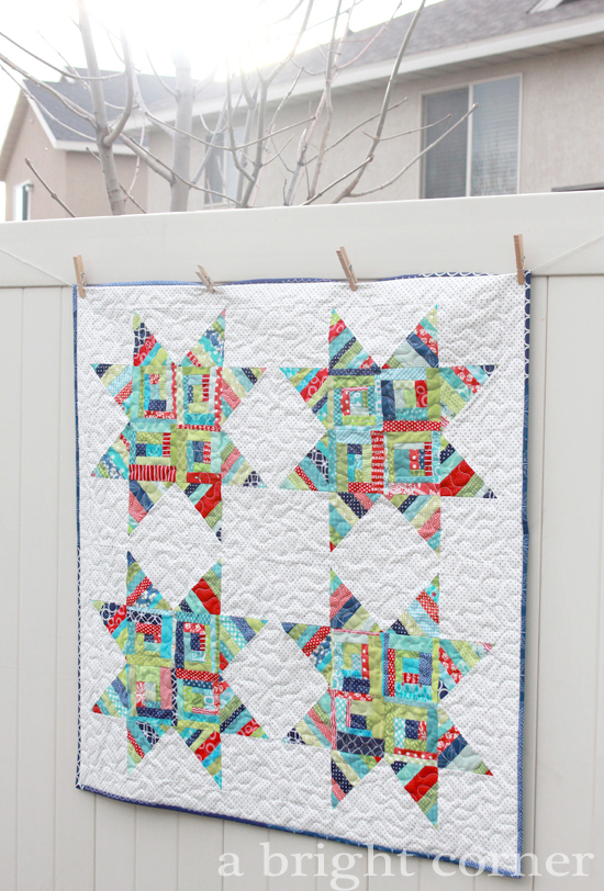 A Bright Corner: Twinkle Toes–a string block star quilt