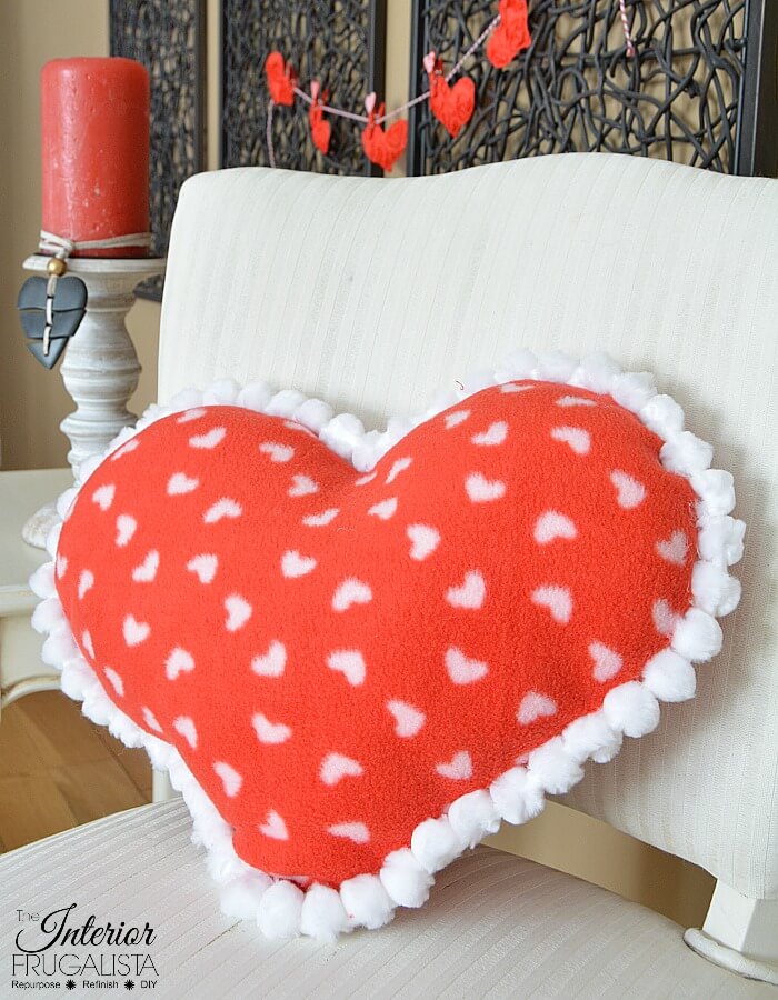 Easy Diy Fleece Valentine Heart Pillow The Interior Frugalista